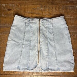 We The Free Light Wash Denim Mini Skirt